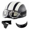 Unbranded Casque Harley Moto Demi-visage Casque En Cuir Avec Lunettes Anti-uv 54-60cm -VTT électrique semi-rigide Soldes Magasin 380161806 max