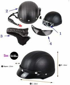 Harley Helmet Casque Harley Moto Demi-visage Casque En Cuir Avec Lunettes Anti-uv 54-60cm -VTT électrique semi-rigide Soldes Magasin 380162084 max