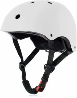Unbranded Casque De Vélo De Skateboard Cpsc Certifié Léger Réglable, Multi-sport Pour Vélo Cyclisme Skate Scooter (blanc-moyen)