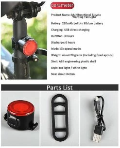 Unbranded Mini Led Bicycle Tail Light Usb Chargeable Bike Rear Lights Ipx6 Imperméable à L’eau Avertissement De Sécurité Cyclisme Light Casque Sac à Dos -VTT électrique semi-rigide Soldes Magasin 622309208 max