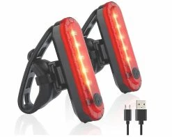 Unbranded Feu Arrière De Vélo Arrière 2 Pack, Ultra Lumineux Usb Rechargeables Feux Arrière De Vélo, Accessoires LED Rouges Haute Intensité S’adapte Sur N’importe Quel Vélo Ou Casque. Facile à Utiliser