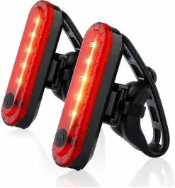 Unbranded Pdatian Rear Bike Tail Light 2 Pack, Feux Arrière De Vélo Rechargeables USB Ultra Lumineux, Accessoires LED Rouges à Haute Intensité S’adapte à N’importe Quel Vélo Ou Casque.