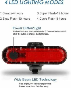 Unbranded Pdatian Rear Bike Tail Light 2 Pack, Feux Arrière De Vélo Rechargeables USB Ultra Lumineux, Accessoires LED Rouges à Haute Intensité S’adapte à N’importe Quel Vélo Ou Casque. -VTT électrique semi-rigide Soldes Magasin 746165317 max