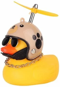 Nw 1776 Shxx 2 Packrubber Canard Jouet Ornements Jaune Canard Voiture Tableau De Bord Décorations Squeeze Canard Bicycle Cornes Hélice Casque Xq-zxc05