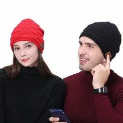 Unbranded Tricoté Velvet Hiver Chaud Sans Fil Bluetooth-compatible Casque Casque Musique Casque Chapeau Pour Nuit Courir Pêche Sports De Plein Air Voyage Couvre-chef Sup -VTT électrique semi-rigide Soldes Magasin 776473321 max 1