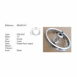 Roue Vélo - Roue Avant Vélo - Diamètre 12 Pouces (Etrto : 203X21) - Couleur Argent - Avis / Test